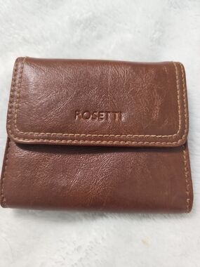 Vintage Rosetti Brown Leather  Wallet ID Window Coin Purse